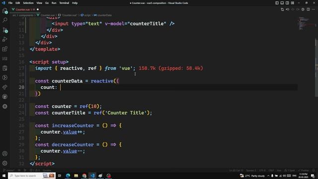 8. Reactivity in Vue Composition API. Refs and Reactive in Vue and Two way Data Binding - Vue 3