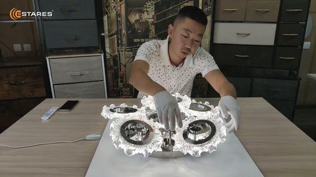 Обзор люстры - MONIKA 70W R управляемая с пульта и смартфона светодиодная люстра от Estares смотреть онлайн