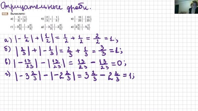 Отрицательные дроби, №450.