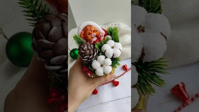 Новогодний букет из мыла "Шишки, мандарины, хлопок" смотреть онлайн