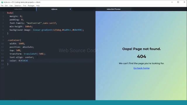 Create a 404 Error Page Using HTML & CSS