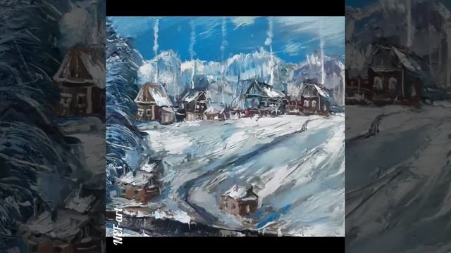 Морозное утро,живопись,масло
