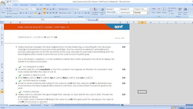 Shelly Cashman Excel 2019 | Module 1: SAM Project 1b #shellycashmanexcel2019 #module1 #samproject1a