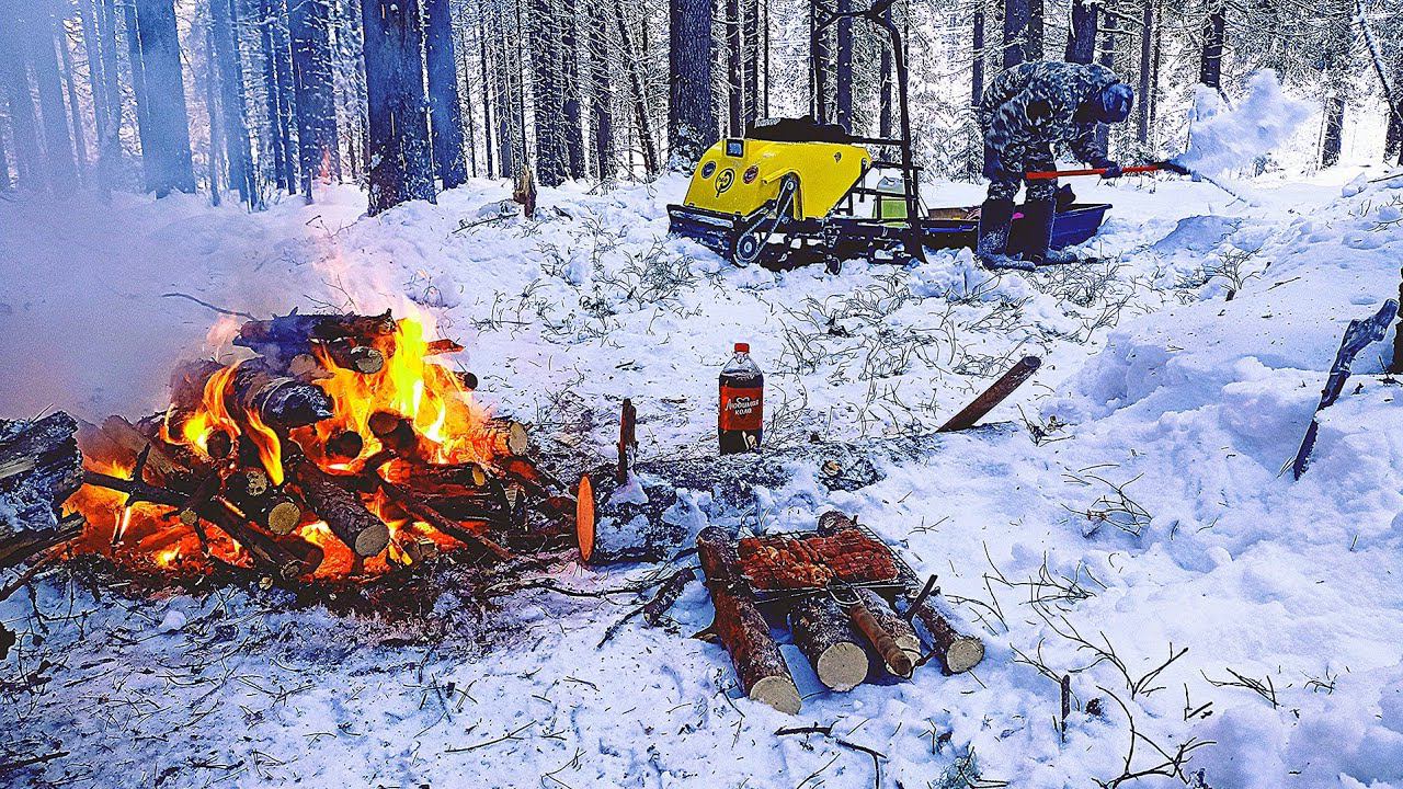Техника выживания в мороз -32. Отдых по-Коми.  тайга зимой. survival in winter -32 in Russia.