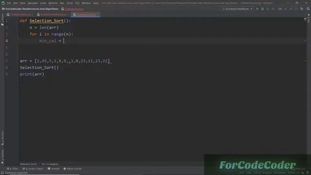 Sorting: Selection Sort Implementation | Data Structures and Algorithm Using  Python #11