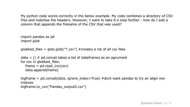 Pandas : Python Pandas add Filename Column CSV