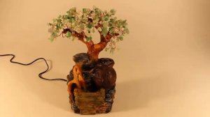 Бонсай-фонтан "Кувшинчик" (дерево счастья из камней и декоративный настольный фонтан с подсветкой)