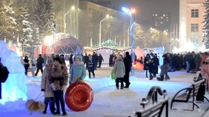 The coal capital of Russia city center Kemerovo on New Year's Eve