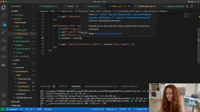 Testing WebRTC video chat app with Cypress stub смотреть онлайн