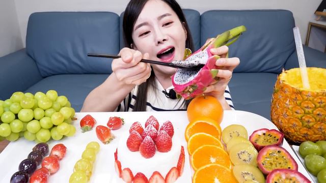 과일파티 🌈 얼린 과일 & 과일 탕후루 직접 만든 케이크 먹방 ! Fruit Platter Tanghulu Dessert Eating Mukbang ASMR Ssoyoung