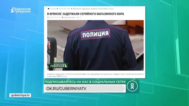 Брянская губерния. В Брянске задержали серийного магазинного вора