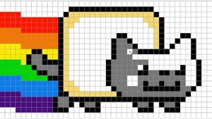 Нян Кэт по клеточкам. Как нарисовать Нян Кэта. Nyan Cat PIXEL ART