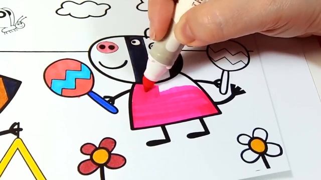 Peppa Pig Drawing & Painting Peppa Pig friends Coloring Book & Colors For Kids Children смотреть онлайн