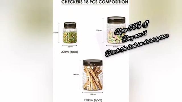 Cello Checkers Plastic PET Canister Set, 18 Pieces, Clearfor "container for kitchen storage set" смотреть онлайн