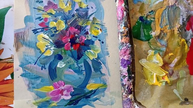 Цвет настроения -синий?Быстрое рисование акрилом . смотреть онлайн