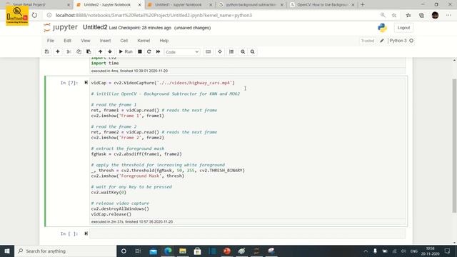 OpenCV Python Tutorial - Create Foreground Mask for the Moving Objects | Part 1 | OneTouchBI