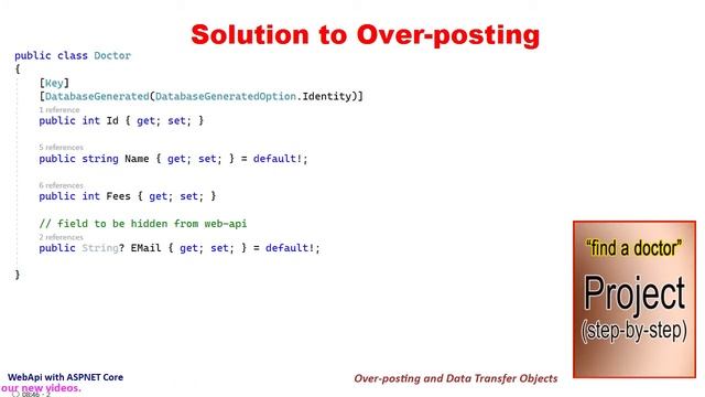Over-Posting in WebApi and a Solution with Data Transfer Object | Web Api with ASPNET Core