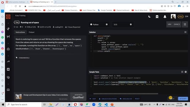 Problem Solving in Python (7kyu) | Running Out of Space