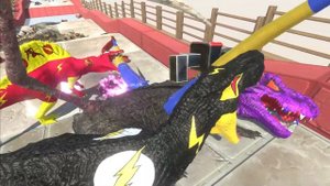 FLASH RANGER DINOSAURS VS MUTANT THANOS T-REX JAVELIN-Animal Revolt Battle Simulator