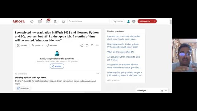 Q/A- BTech 2022, learned Python and SQL, but didn't get a job. 6 months of time wasted? What to do? смотреть онлайн