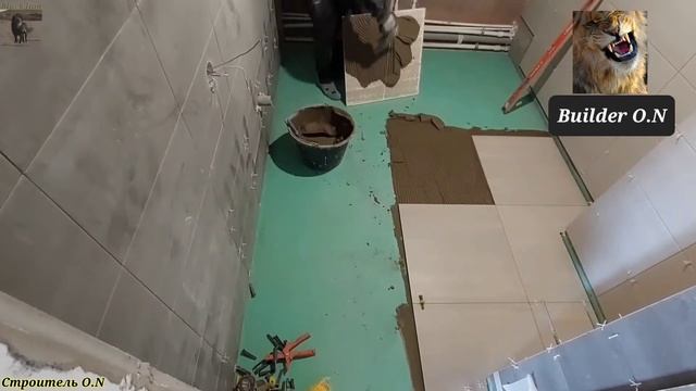 укладка керамогранита 600х600 на пол ванной комнаты.