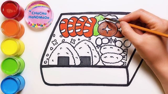 如何畫 便當 盒飯 水彩畫 飯盒快餐 並給它填上顏色 初學者繪畫教學 學畫畫 смотреть онлайн