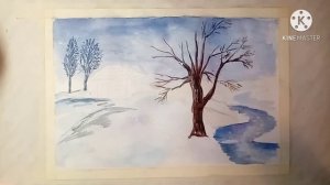 How to paint a winter landscape in watercolor | # как рисовать зимний пейзаж акварелью #