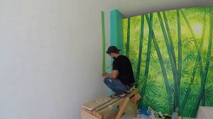 ART | BAMBOO BACKDROP WALL PAINTING | KAWAYAN DRAWING