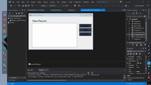 C# Programming Exercise Solution 17: Combination of exception, open file dialog and streamer