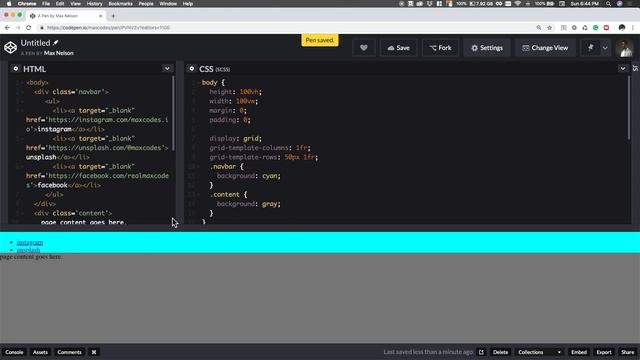 How to build a very basic Navbar with CSS Grid, SCSS, & HTML in Codepen