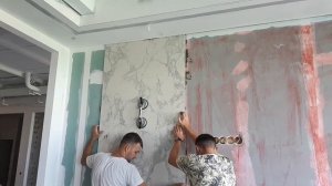 Имитация мрамора. Монтаж декоративные плиты под мрамор 3000*1000*4