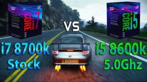 i5 8600k 5.0Ghz vs i7 8700k Stock Test in 8 Games