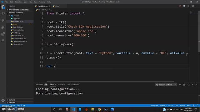 Check BOX widget in TKinter and Python - Python Tutorial (2020) #12