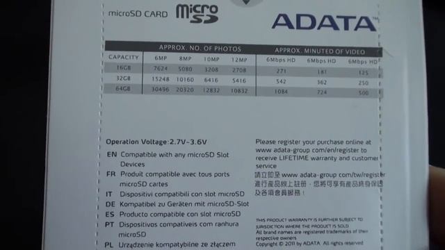 Product package and Information view: Adata 64 gb MicroSDHC Memory Class 10 Card Micro sd card смотреть онлайн