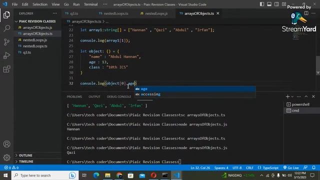 Nested Loops , Arrays of Object  & Modules in TypeScript