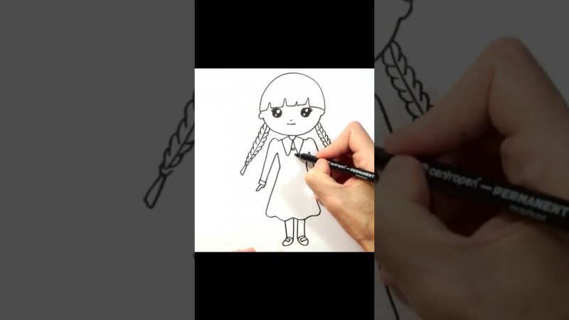 How to Draw Wednesday Addams in School Uniform