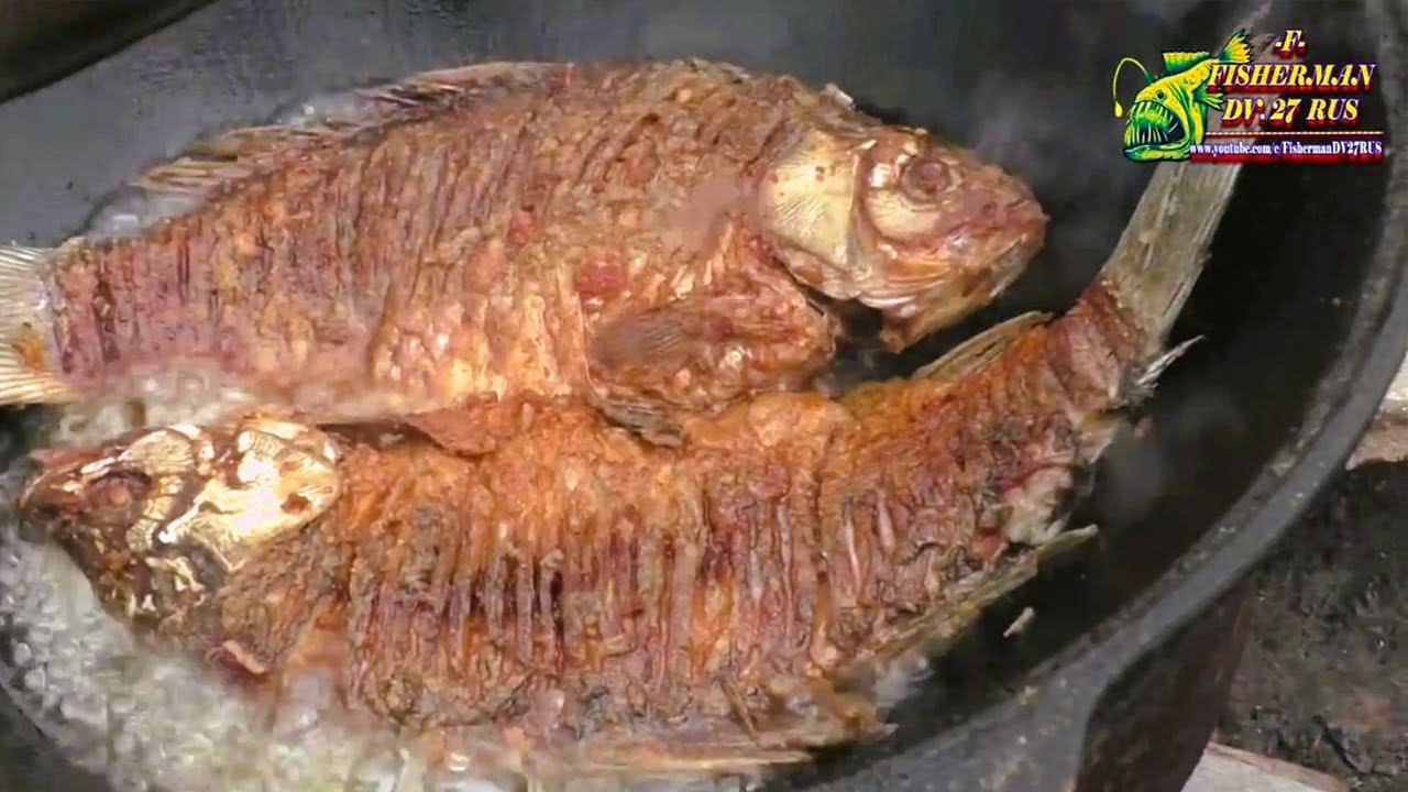 Караси в сметане с копчной грудиннкой, Рецепты из рыбы в казане на костре от #FishermanDV27Rus
