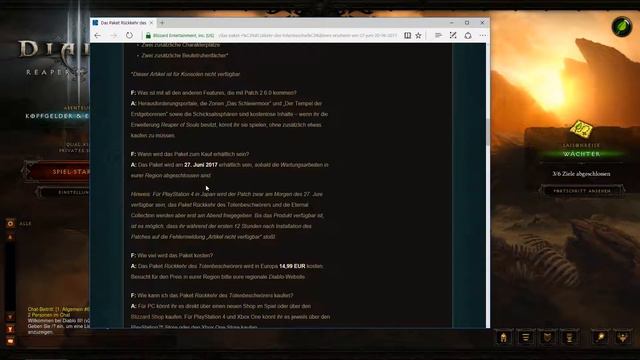 Diablo 3, Reaper of Souls SC, Patch 2.6.0, DLC, Rückker desTotenbeschwörers, Preis, Datum. смотреть онлайн