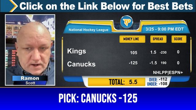 2 FREE NHL Picks and Predictions on NHL Betting Tips by Ramon Scott, Monday 3/25/2024