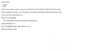 Databases: MongoDB permission to view collections not working