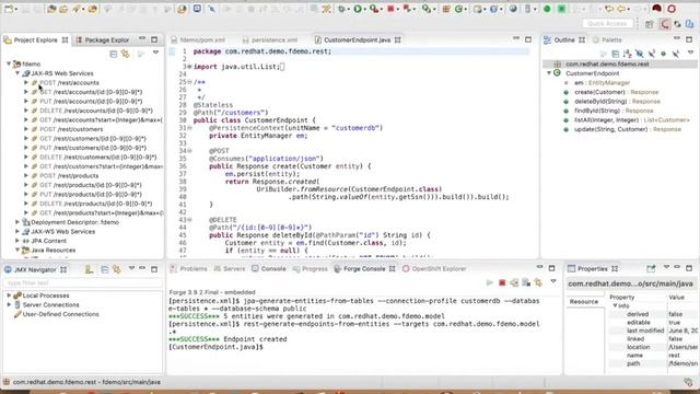 Generating RESTful Java Data Services using RedHat CodeReady Studio & Forge