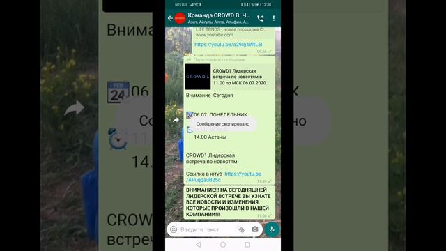 Школа новичка Crowd1. Как переносить информацию из Вацапа в Вайбер или Телеграм