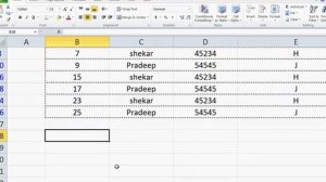 Selection of only filtered values in excel