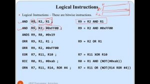 ARM Instruction Set - ARM7  Data Processing Instructions- Logical