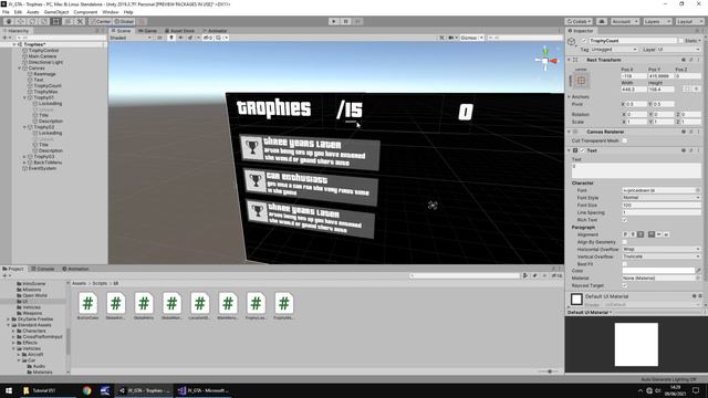 HOW TO MAKE A GTA GAME FOR FREE UNITY TUTORIAL #051 - DISPLAYING TROPHIES + UI смотреть онлайн