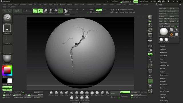 40  Zbrush Crack Brushes + 4k alpha + 2k normal + Photoshop Brushes - VOL. 01