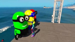 GTA 5 Crazy Ragdolls RED SPIDERMAN VS YELLOW MINION VS RED MINION (Euphoria Physics and Funny Fails