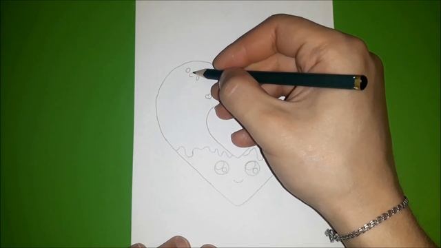 Как нарисовать ПОНЧИК В ВИДЕ СЕРДЕЧКА?