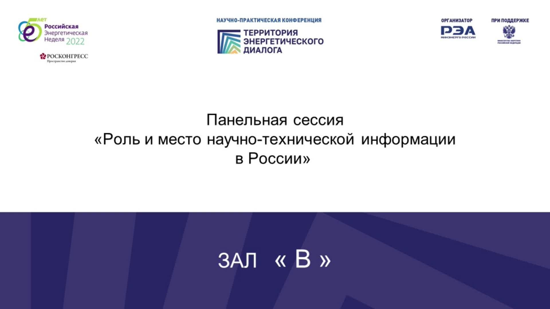 Панельная сессия «Роль и место научно-технической информации в Российской Федерации»