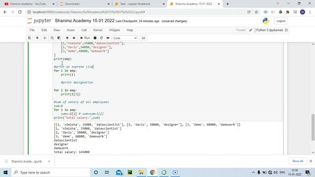 Day 7 - Python Collections - List  |  Nested List | Shanimz Academy